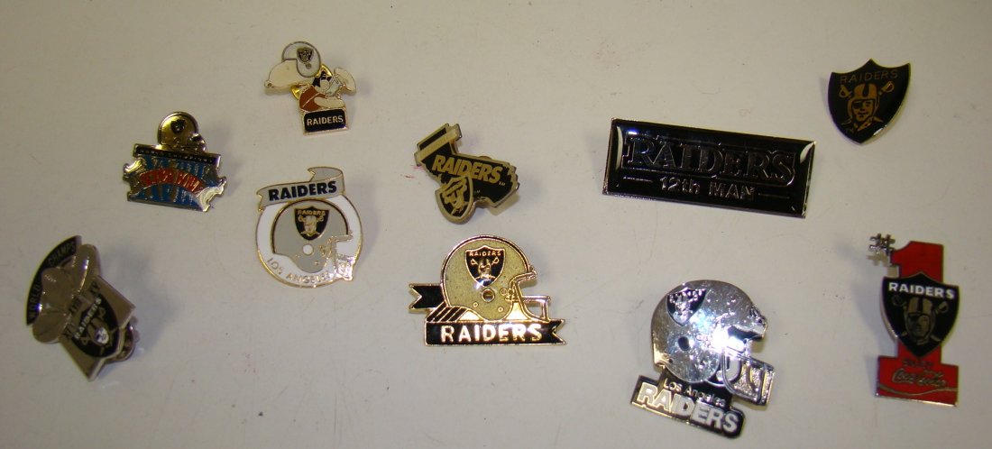 10 VARIOUS LA RAIDERS PINS (1 of 5)