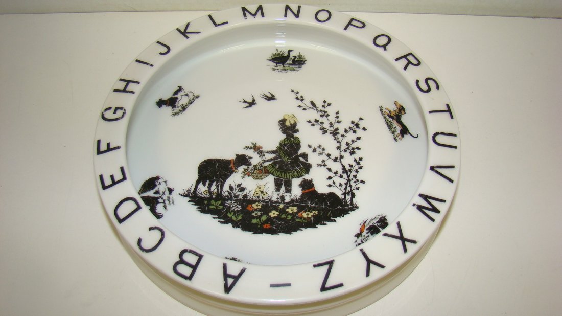 VINTAGE BAVARIAN ABC DISH: VINTAGE BAVARIAN CHILD'S ABC PORCELAIN DISH - 1.75''x 8'' - VERY MINOR PAINT LOSS
