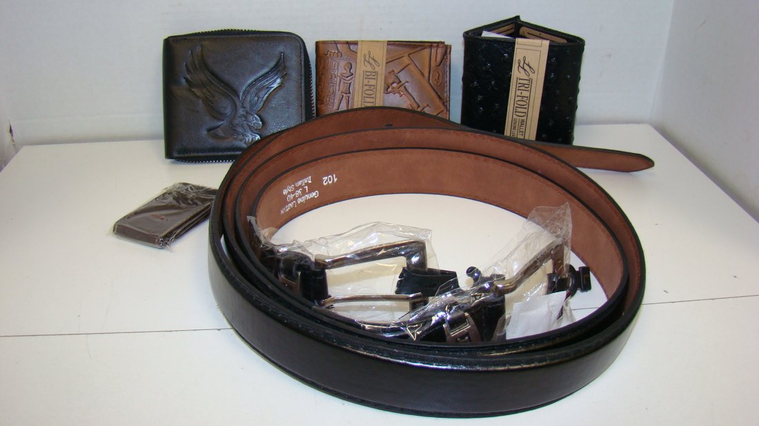 NEW LEATHER BELTS, WALLETS & MONEY CLIP (1 of 3)