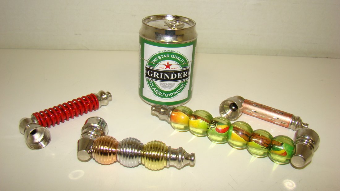 4 NEW METAL SMOKING PIPES & BEER CABN SHAPED GRIND (1 of 5)