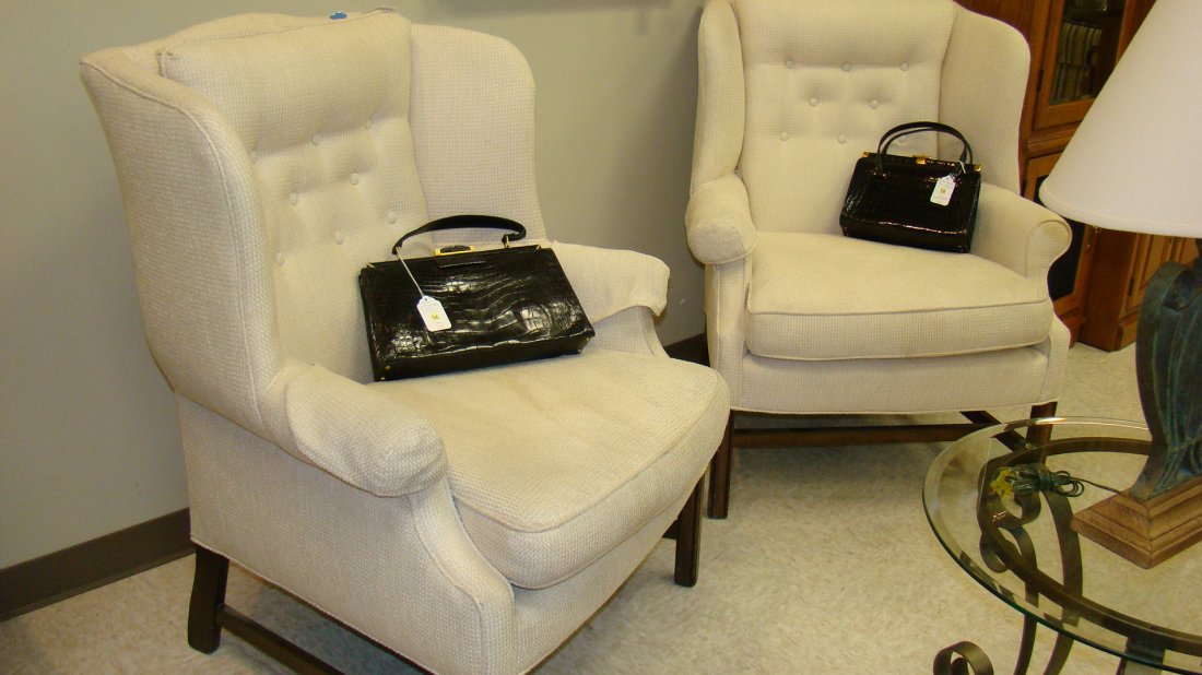 PR CREAM COLOR UPHOLSTERED WINGBACK CHAIRS (1 of 4)