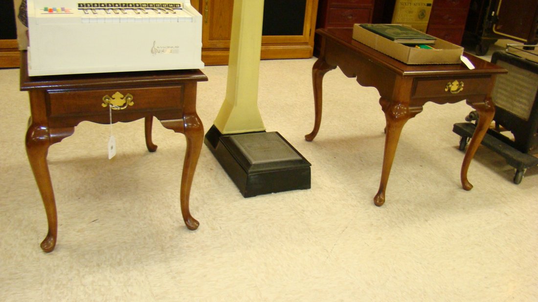 PR BASSETT DARK FINISH END TABLES (1 of 3)