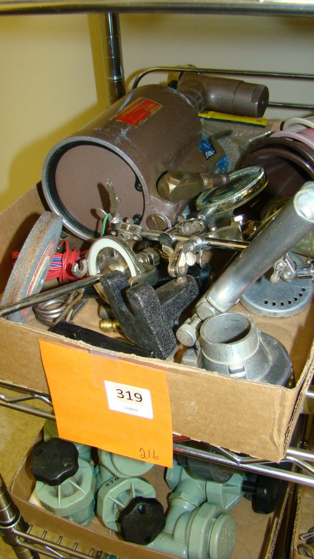 BOX LOT - PAINT SPAYER, FUNNELS, AND MORE (1 of 2)