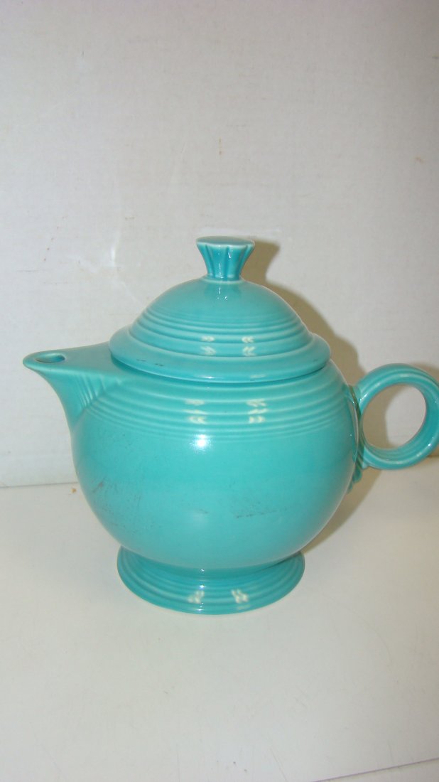 TURQUOISE FIESTA POTTERY TEAPOT (1 of 4)