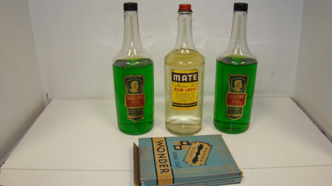 VINTAGE PHARMACY ITEMS -HAIR TONIC AND RAZORS (1 of 3)