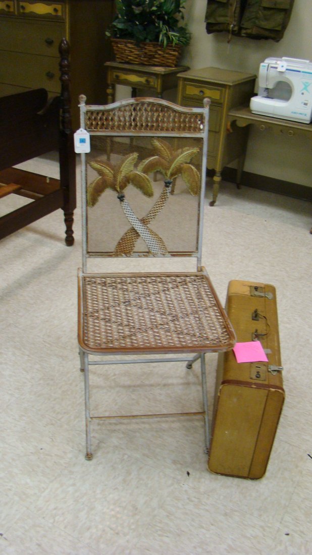 DECORATIVE METAL PATIO CHAIR & OLD SUITCASE (1 of 5)