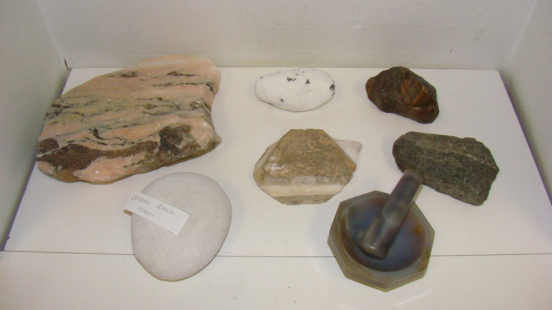6 VARIOUS ROCKS & MARBLE MORTAR & PESTAL (1 of 10)