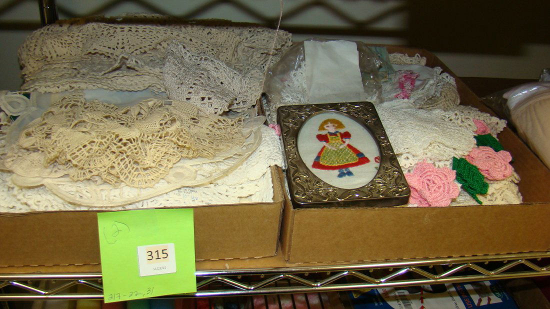 2 BOXES-HAND CROCHETED DOILIES & MORE (1 of 3)