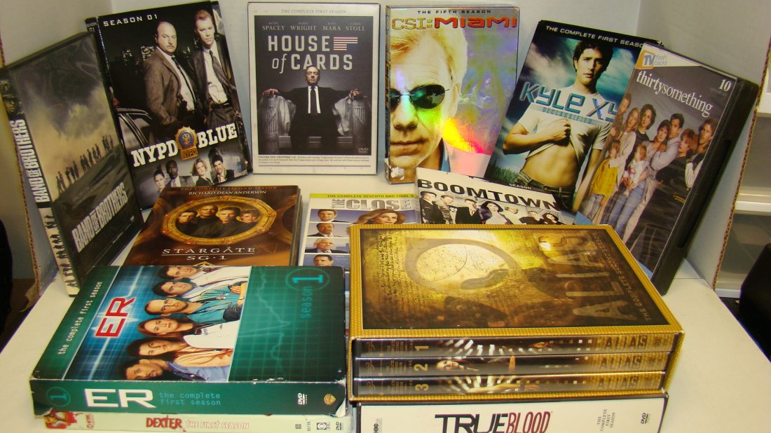 13 VARIOUS TELEVISION DVD'S: 13 VARIOUS TELEVISION DVD'S - TRUE BLOOD COMPLETE 1ST SEASON - ALIAS COMPLETE 2ND SEASON - DEXTER FIRST SEASON - ER COMPLETE 1ST SEASON - BOOMTOWN SEASON 1 - COMPLETE FINAL SEASON THE CLOSER - STARGAT