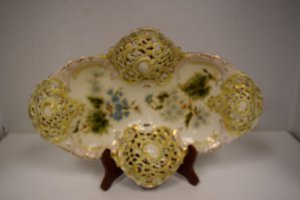 VINTAGE 13'' HP ZSOLNAY PORCELAIN DISH (1 of 3)