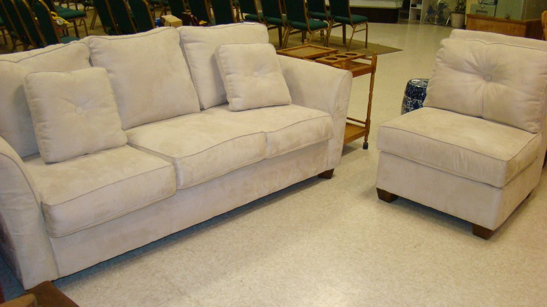 CREAM COLOR UPHOLSTERED SOFA & CHAIR (1 of 4)