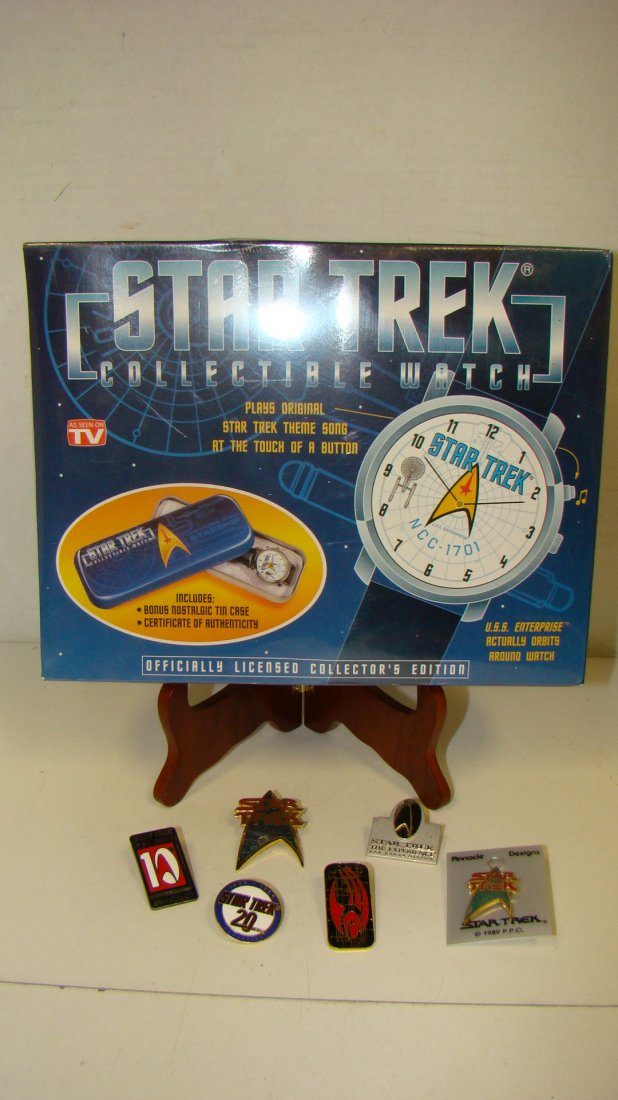 6 STAR TREK LAPEL PINS & NIB WATCH (1 of 6)