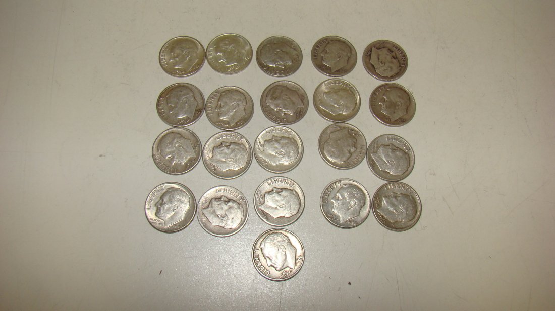21 US ROOSEVELT SILVER DIMES (1 of 5)