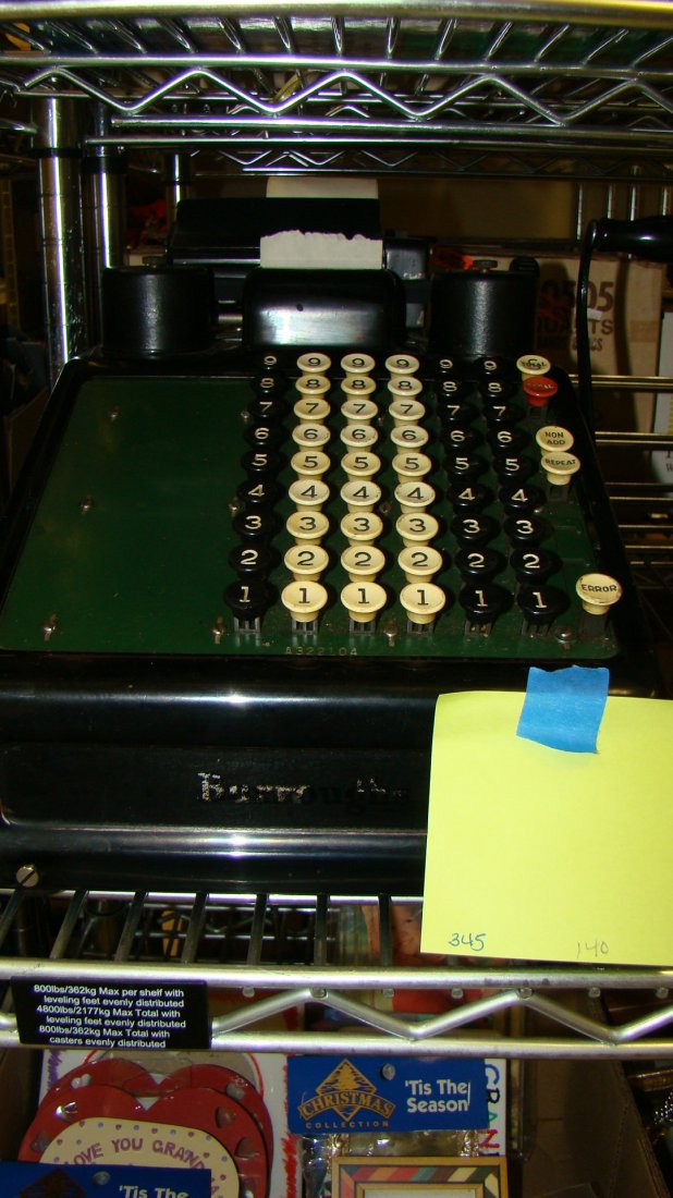 VINTAGE BURROUGHS HAND CRANK ADDING MACHINE (1 of 2)