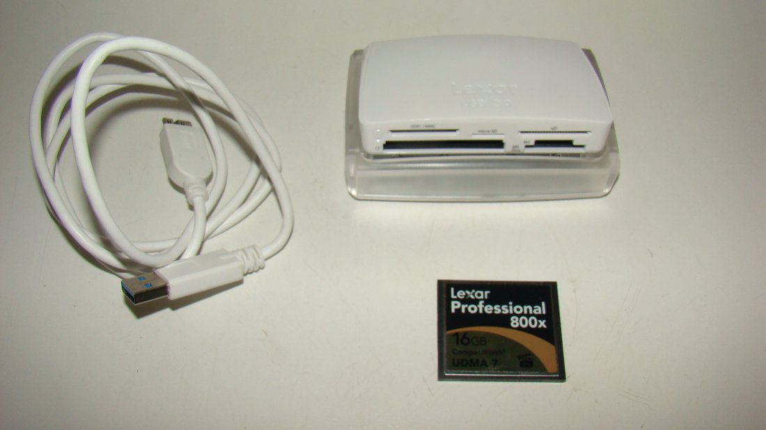 LEXAR MULTI-CARD READER/MEMORY CARD & CORD: LEXAR MULTI-CARD 25-IN-1 USB 3.0 READER - MODEL LRW025U - LEXAR PROFESSIONAL 800X 16GB MEMORY CARD AND USB CORD