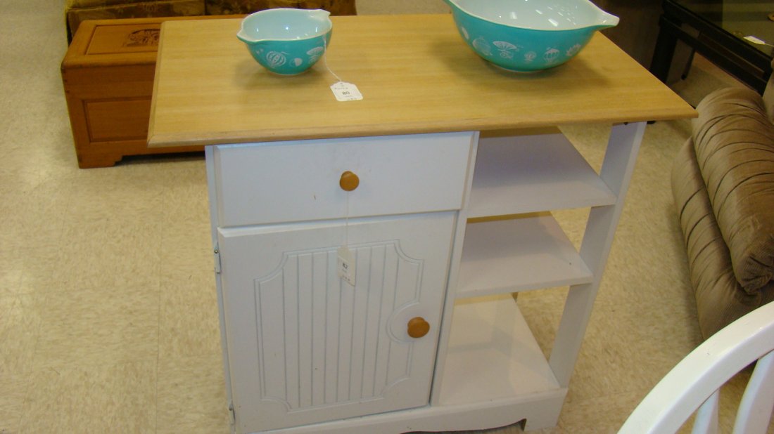 WHITE PINE TOP KITCHEN CABINET (1 of 4)