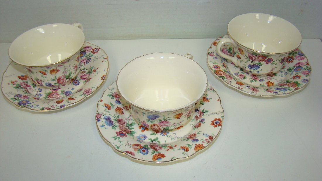 3 DORSETT CHERRY CHINTZ CUP & SAUCER SETS (1 of 5)