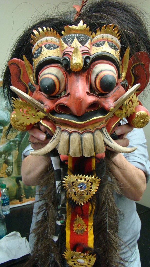 LARGE INDONESIAN TRIBAL MASK W/ LONG HAIR (1 of 7)