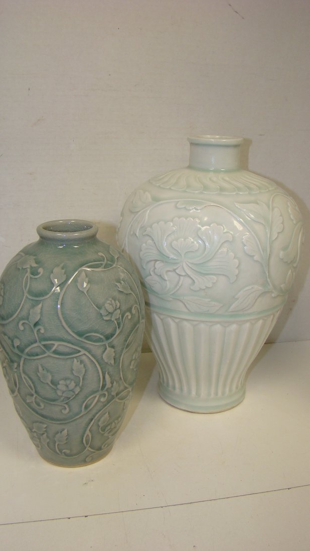 2 ASIAN CELADON VASES (1 of 8)