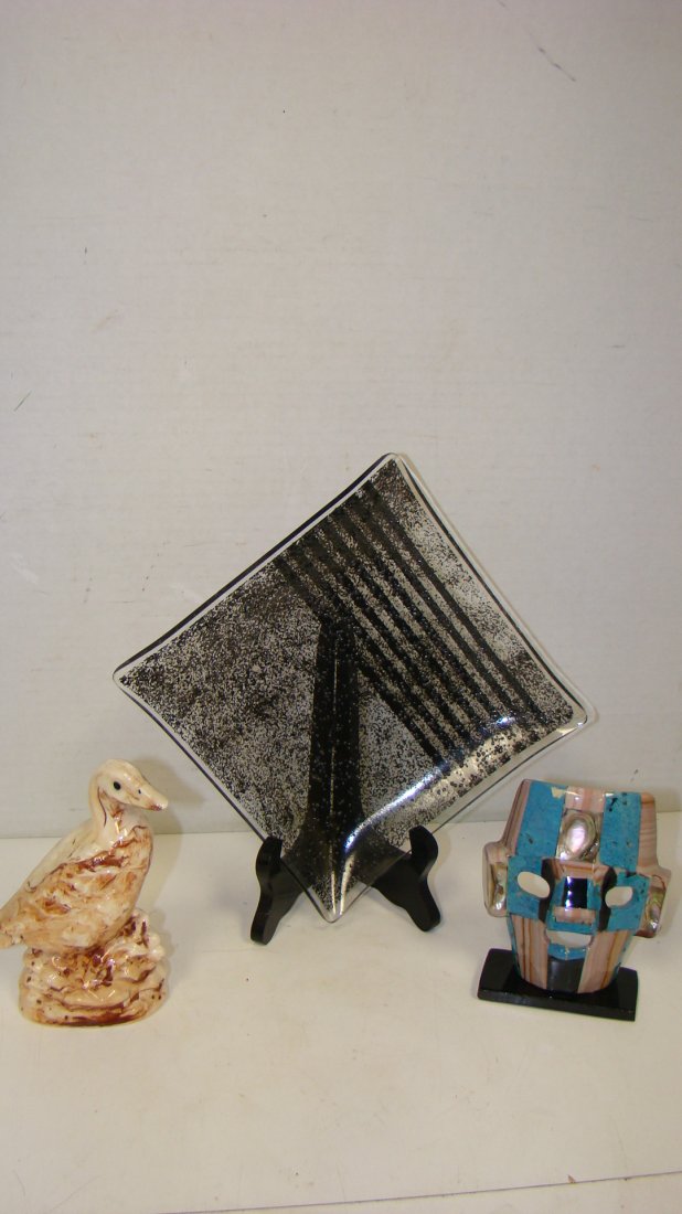 SM STOONE MASK-SITKA CLAY GOOSE & ART GLASS PLATE (1 of 8)
