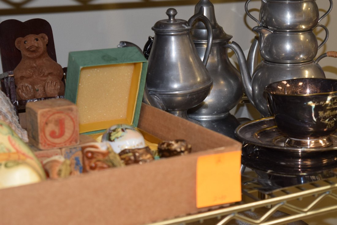 HALF SHELF-PEWTER AND VARIOUS KNICK-KNACKS (1 of 5)