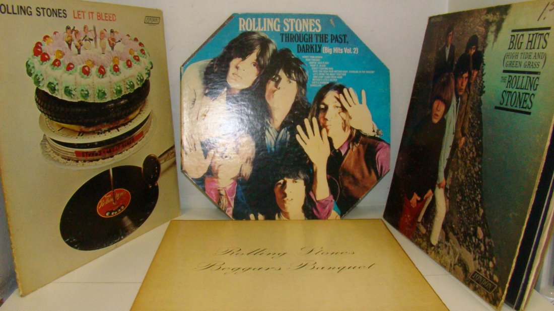 4 VINTAGE ROLLING STONES RECORD ALBUMS: 4 VINTAGE ROLLING STONES RECORD ALBUMS - THROUGH THE PAST DARKLY (BIG HITS VOL;. 2) - NPS-3 STEREOPHONIC - LONDON RECORDS - COVER SHOWS AGE - BIG HITS (HIGH TIDE AND GREEN GRASS) - MONO NP-1 - LONDON