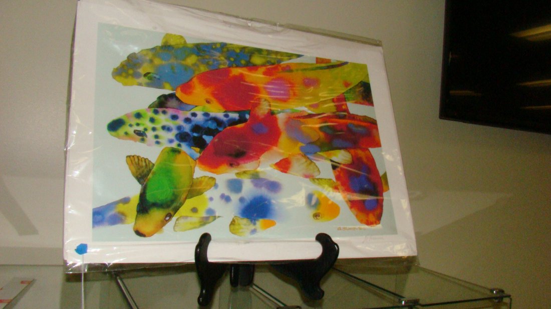 UNFRAMED FISH WATER COLOR SIGNE G. PRUNER: UNFRAMED WATER COLOR OF FISH - SIGNED G. PRUNER - WELL KNOWN ARTIST - 1998 - PENCIL SIGNATURE APPROX 19''x 27''