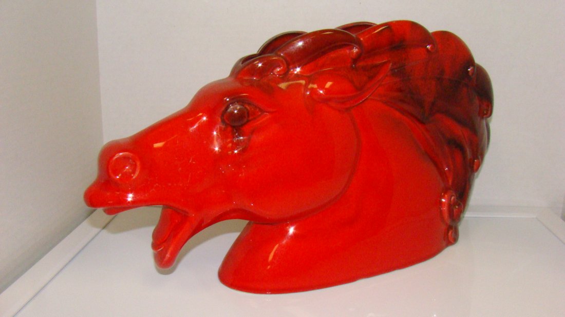 RED & BLACK POTTERY HORSE HEAD VASE (1 of 6)