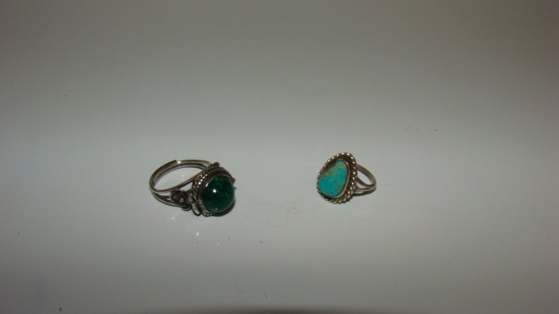 925 SILVER & TURQUOISE RING AND 1 UNMARKED RING (1 of 7)