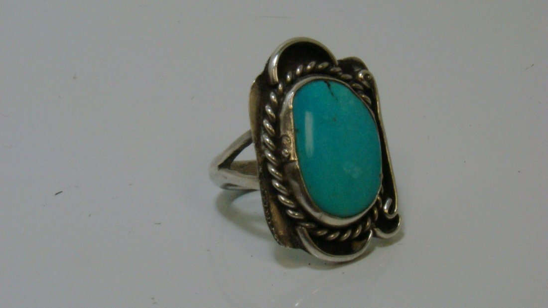 925 SILVER & GREEN TURQUOISE RING (1 of 3)