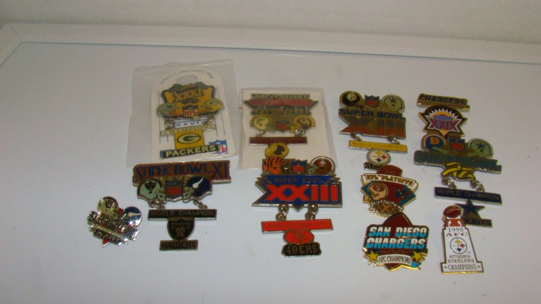 11 NFL SUBER BOWL & DIVISION CHAMPION PINS (1 of 6)