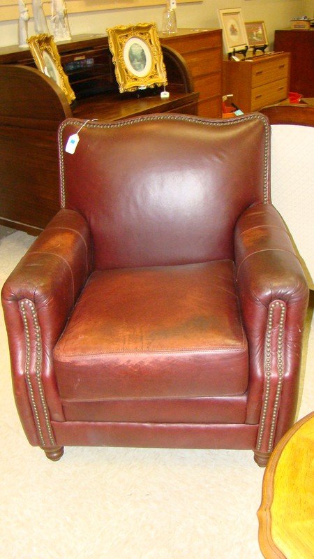 2 BURGANDY LEATHER ARM CHAIR (1 of 6)