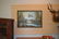 LARGE OIL PAINTING OF CABIN AND MOUNTAIN SCENE