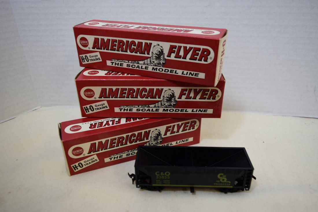 3 AMERICAN FLYER TRAIN  C & O GATE HOPPER CARS  NI (1 of 3)