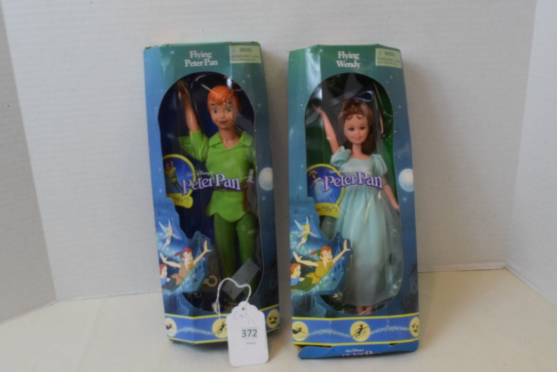 PETER PAN & WENDY BY MATTEL NIB: PETER PAN & WENDY BY MATTEL NIB. FLYING WENDY AND FLYING PETER PAN. BOX DAMAGE.