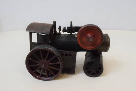 ANTIQUE TOY TRAIN STEAM ENGINE: ANTIQUE TOY TRAIN STEAM ENGINE. RUSTING-DENT FRONT WHEEL-RED COLOR LOSS. UNTESTED