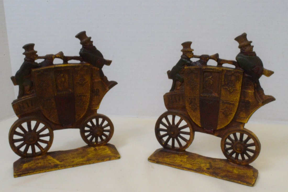 ENGLISH NUYDEA CAST IRON STAGE COACH BOOK ENDS (1 of 7)