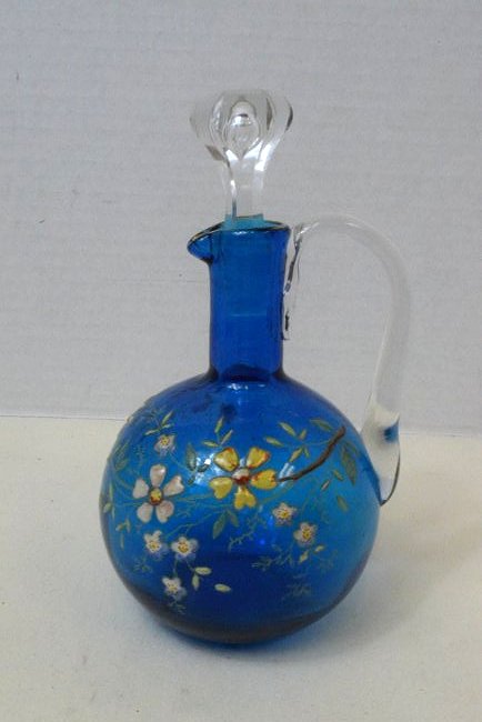 DARK BLUE CRUET BOTTLE-FLOWER MOTIF (1 of 4)