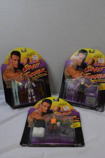 3 STREET FIGHTER GUILE FIGURES: 3 STREET FIGHTER GUILE FIGURES-SONIC BOOM-PARATROOPER-ARCTIC ASSAULT-ORIGINAL ON CARD- PACKAGE DAMAGE