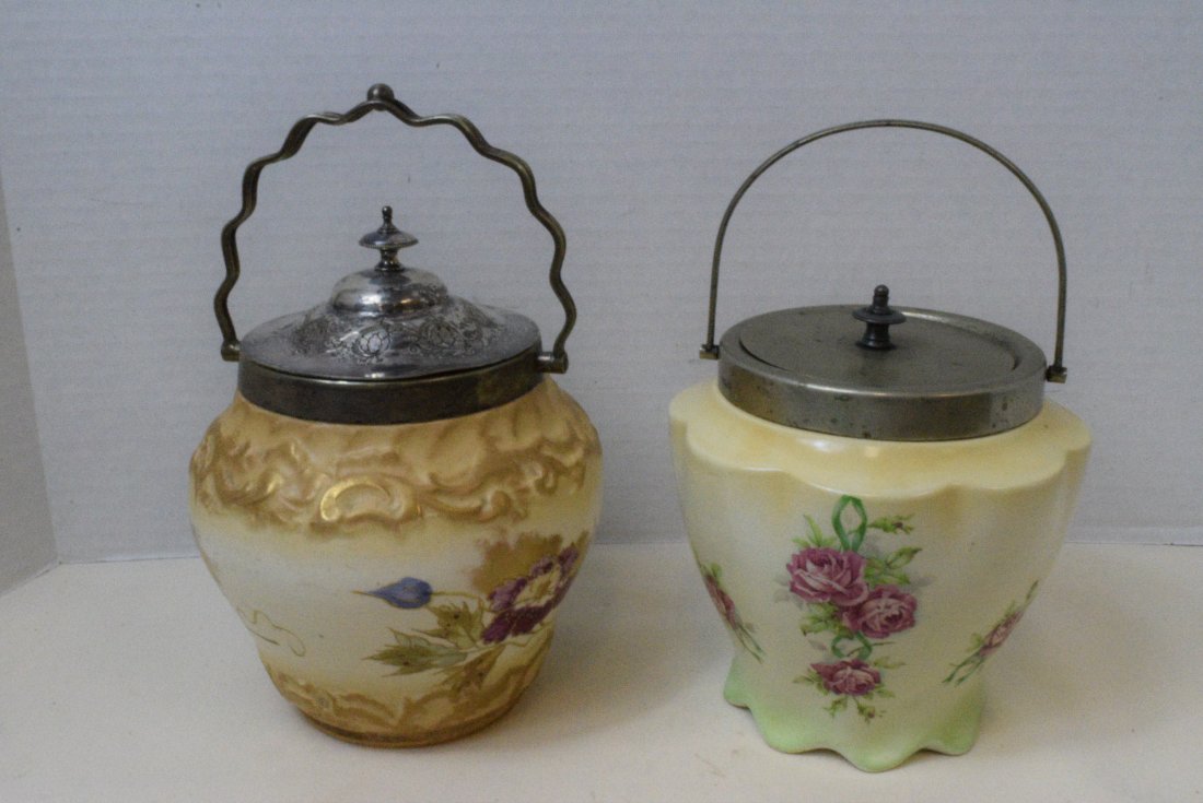 2 HAND-PAINTED BISQUIT JARS (1 of 6)