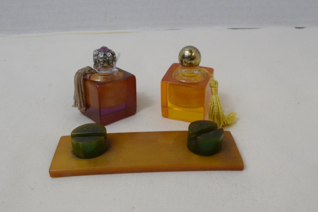2 BAKELITE ENCASED PERFUME BOTTLES (1 of 6)