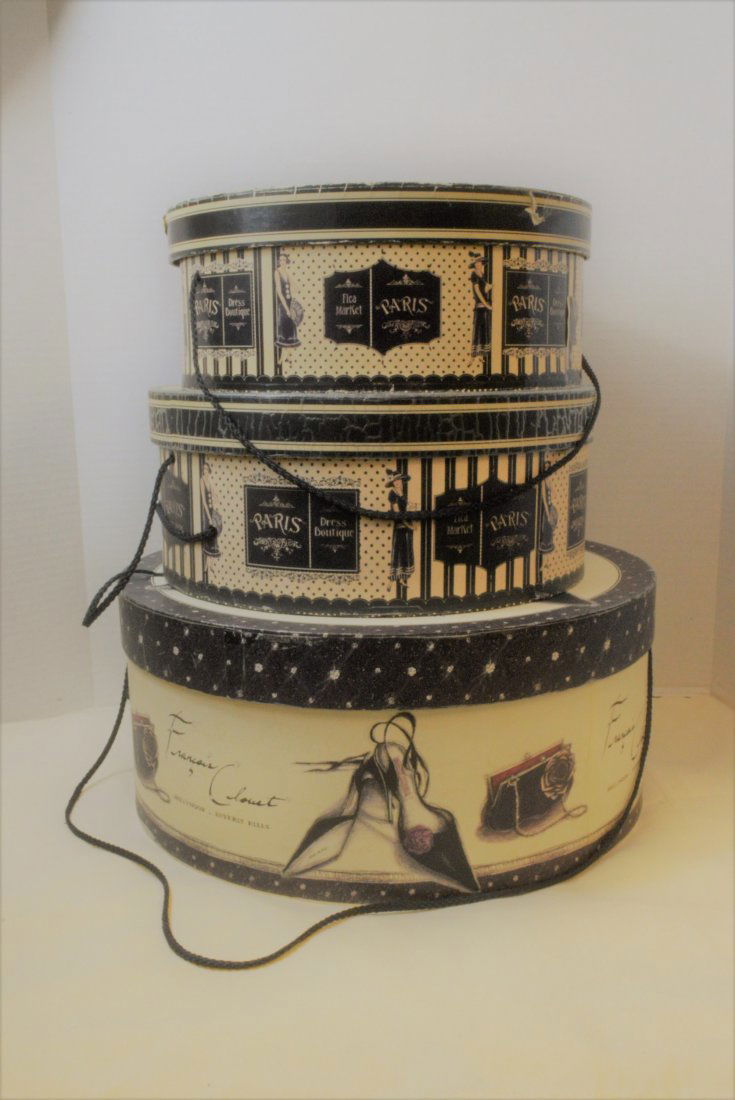 3 ROUND STORAGE BOXES-PARIS THEME (1 of 5)
