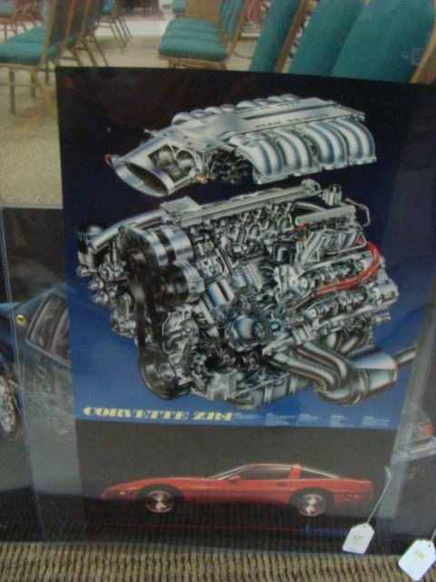 CORVETTE ZR-1 CAR ENGINE ILLUSTRATION POSTER: CORVETTE ZR-1 CAR ENGINE ILLUSTRATION-SHOWS SPECS