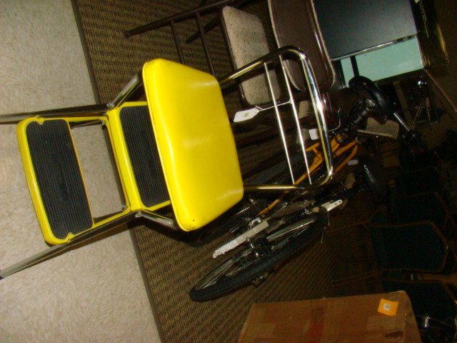 YELLOW & CHROME VINTAGE KITCHEN STOOL (1 of 2)