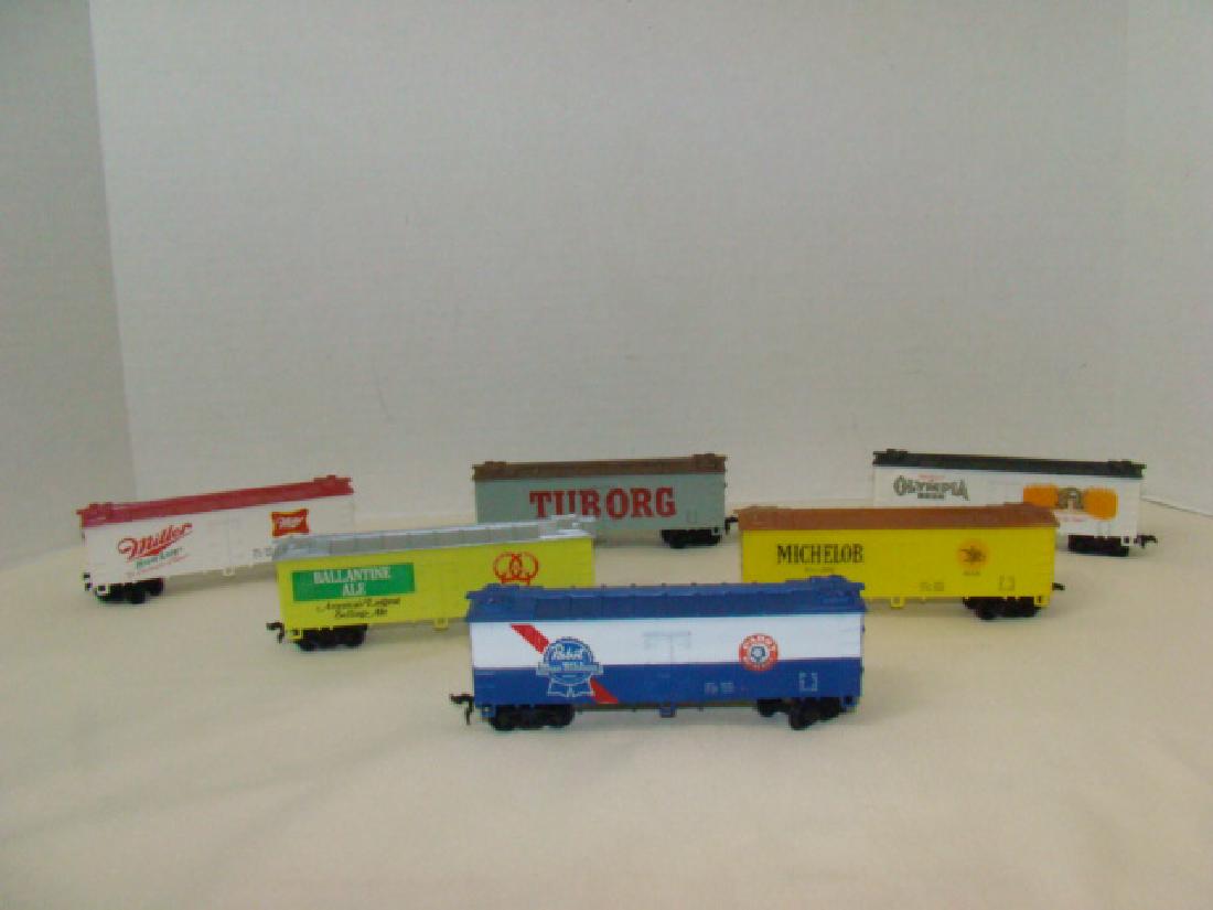 LIFE-LIKE-6 BEER THEMED BOXCARS-HO SCALE: LIFE-LIKE-6 BEER THEMED BOXCARS-HO SCALE-MILLER HIGH LIFE-MICHELOB-OLYMPIA BEER-PABST BLUE RIBBON-TUBORG-BALLANTINE ALE- ALL APPEAR COMPLETE-MINIMAL WEAR