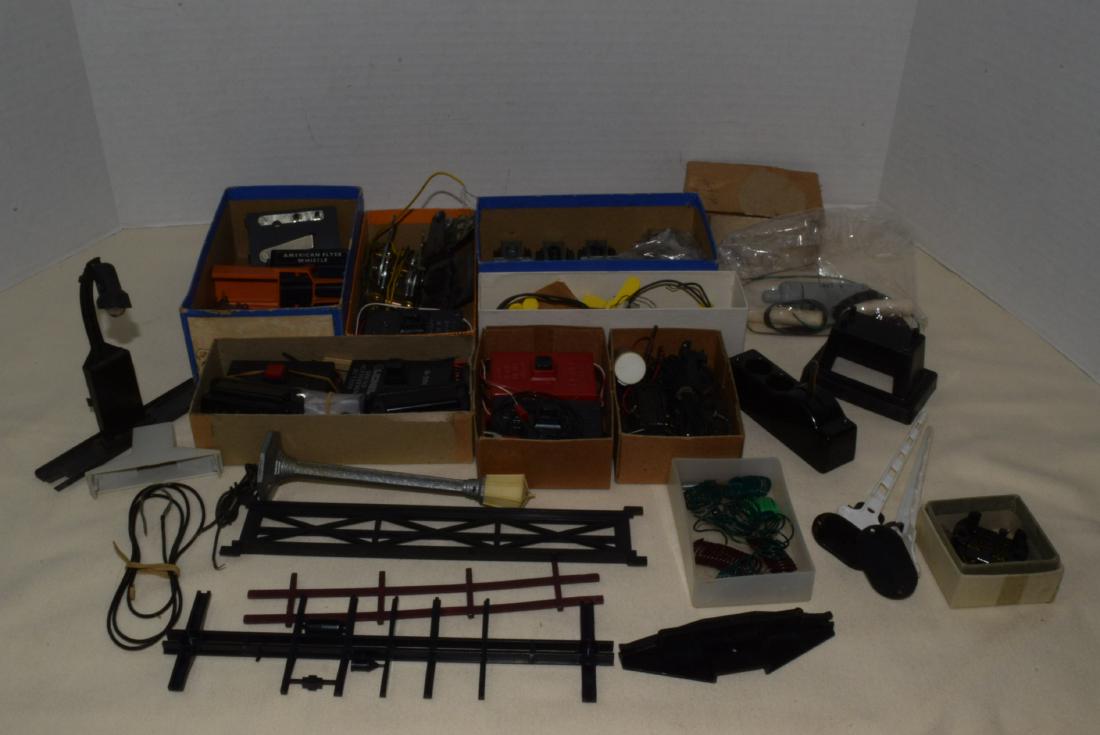 AMERICAN FLYER & LIONEL MISC PARTS & ACCESSORIES: AMERICAN FLYER & LIONEL TRAIN MISC PARTS & ACCESSORIES-AMERICAN FLYER WHISTLES- 4 CHASSIS 2B8065-LIONEL SOUND BUTTON 6-5906- 8251-50 WHISTLE PROPELLORS AND MORE