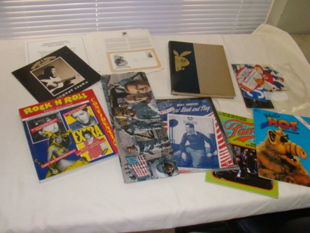 PLAYBOY MANUAL-AUTOGRAPHED PHOTO AND MORE: SIGNED BARBARA MANDRELL PICTURE-JOHNNY CASH LP INSERT PAMPHLET & MORE-STAMP COLLECTION KIT-1985 BUD LIGHT CALENDARS-PLAYBOY BUNNY BOOK-ROCK N ROLL CONFIDENTIAL MAGAZINE-ELVIS-LITTLE RICHARD-FATS DOMIN