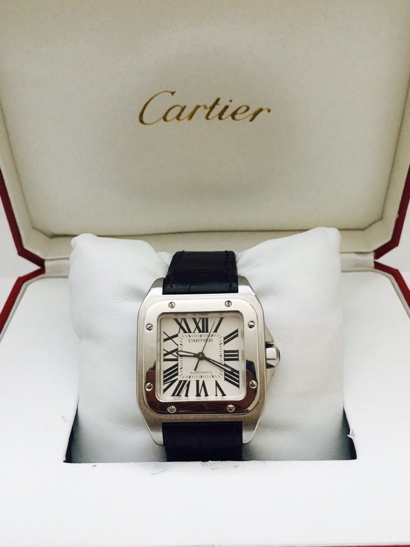 Cartier Santos 100 Medium Unisex Stainless Steel Watch (1 of 9)