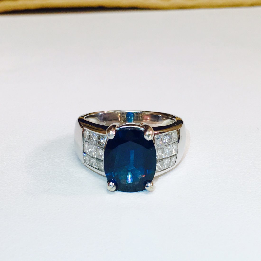 18K; 6.50 carat VVS Diamond and Blue Sapphire Ring (1 of 4)