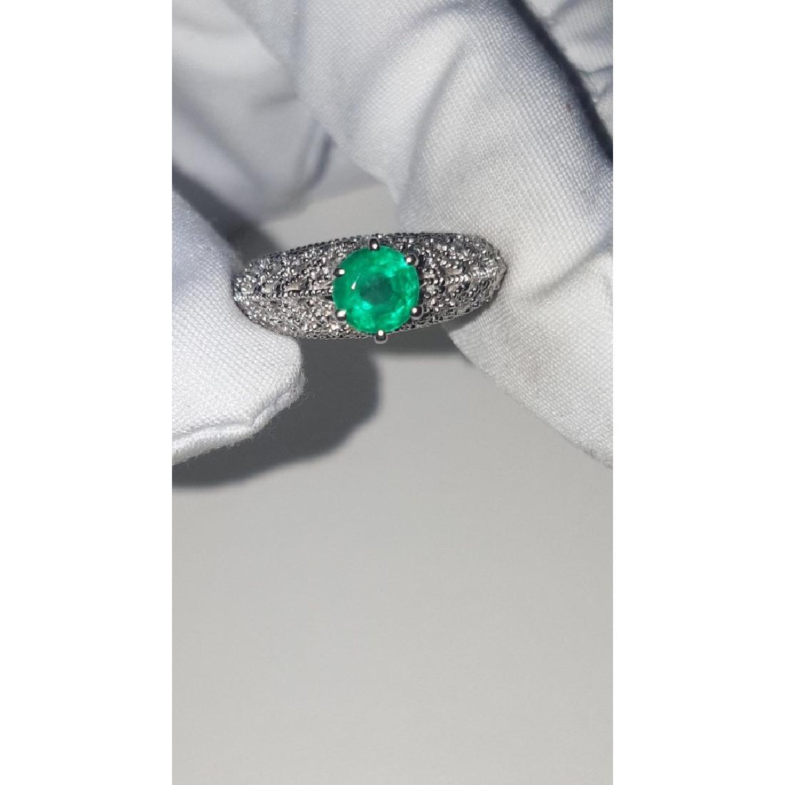14K Gold, 3.00 Carat Diamond and Colombian Emerald Ring (1 of 6)